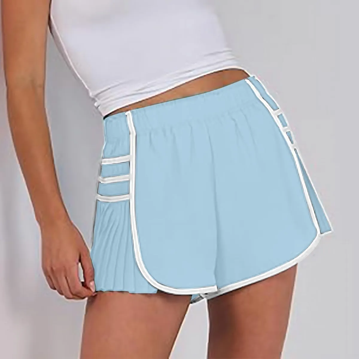 Women's Running Shorts High Waisted Quick Dry Athletic Workout Sports Yoga Climbing Outdoors Pleated Contrast Shorts