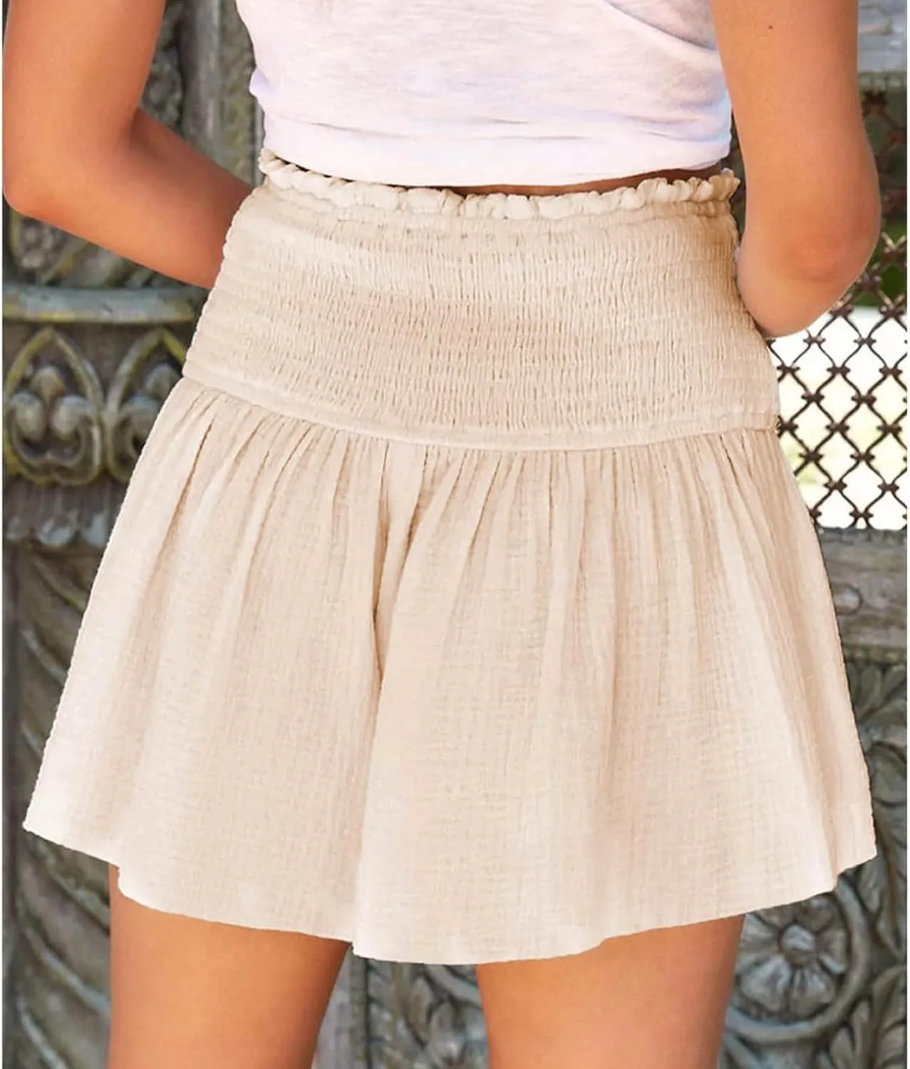 Womens Shorts Comfy Summer Flowy Shorts High Waisted Waffle Shorts Casual Beach Shorts Trendy Wide Leg Shorts