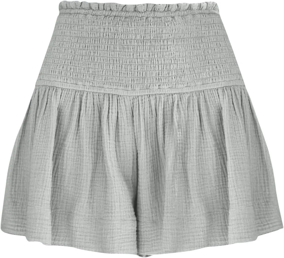 Womens Shorts Comfy Summer Flowy Shorts High Waisted Waffle Shorts Casual Beach Shorts Trendy Wide Leg Shorts