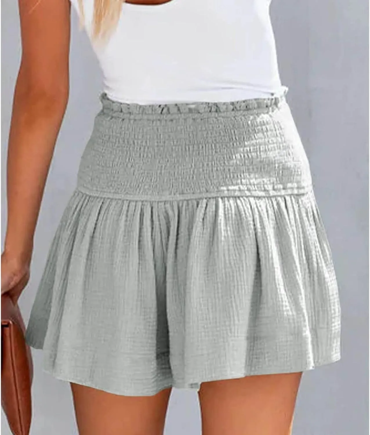 Womens Shorts Comfy Summer Flowy Shorts High Waisted Waffle Shorts Casual Beach Shorts Trendy Wide Leg Shorts