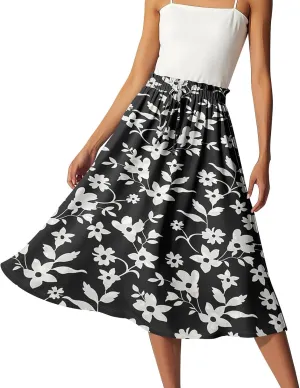 Women's Skirts Midi Length High Waist A-Line Flowy Maxi Skirt Bohemian Summer