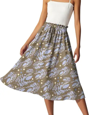 Women's Skirts Midi Length High Waist A-Line Flowy Maxi Skirt Bohemian Summer