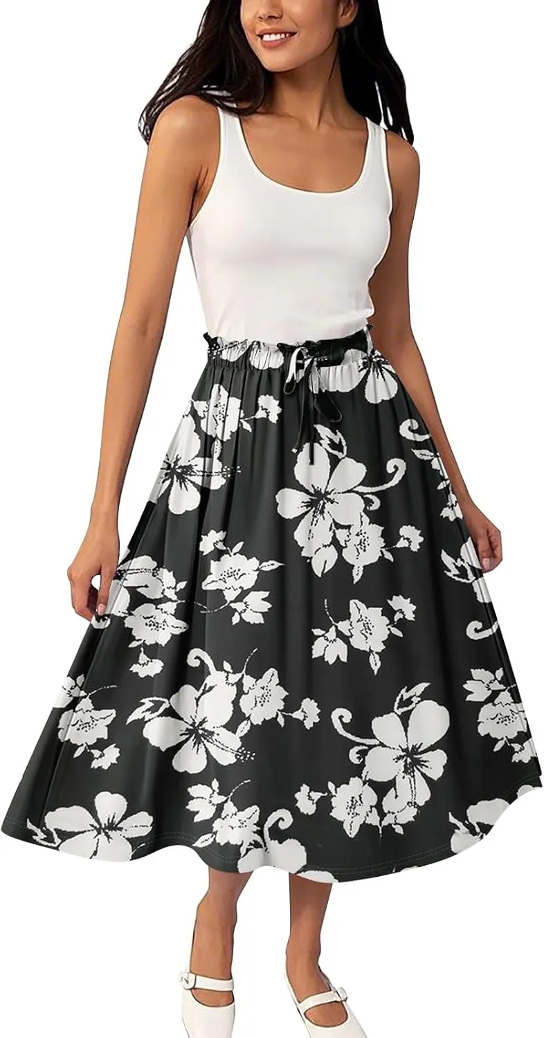 Women's Skirts Midi Length High Waist A-Line Flowy Maxi Skirt Bohemian Summer