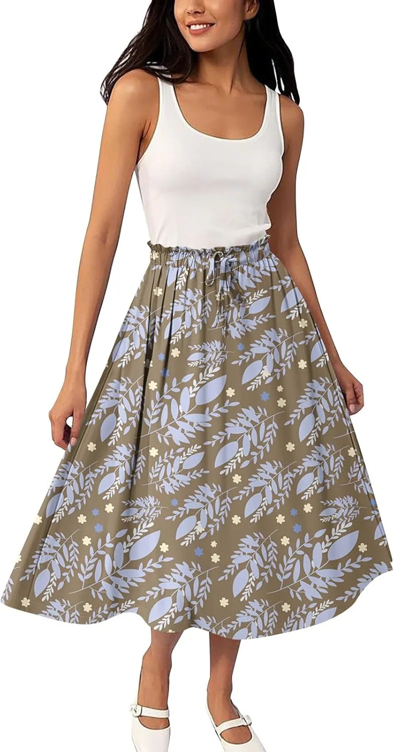 Women's Skirts Midi Length High Waist A-Line Flowy Maxi Skirt Bohemian Summer