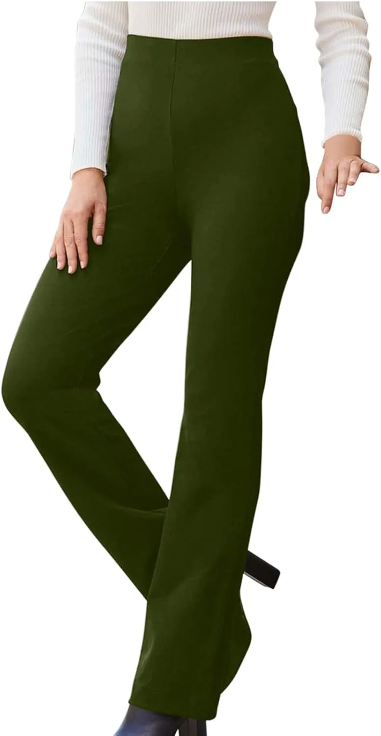 Women's Straight Leg Suit Pants Casual High Waisted Business Work Trousers Office Relaxed Fit Long Solid Color Pants