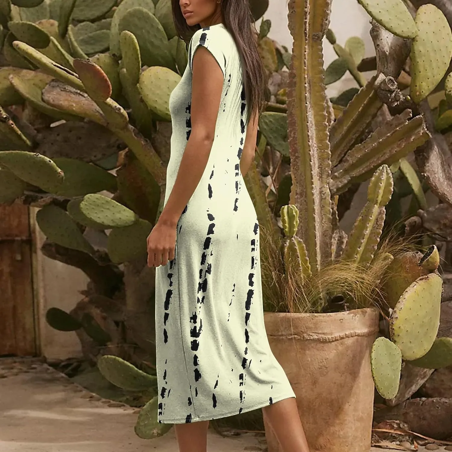 Women's Summer Boho Short Sleeve Crew Neck Midi Floral Dresses Wrap a Line Hawaiian 2025 Dress