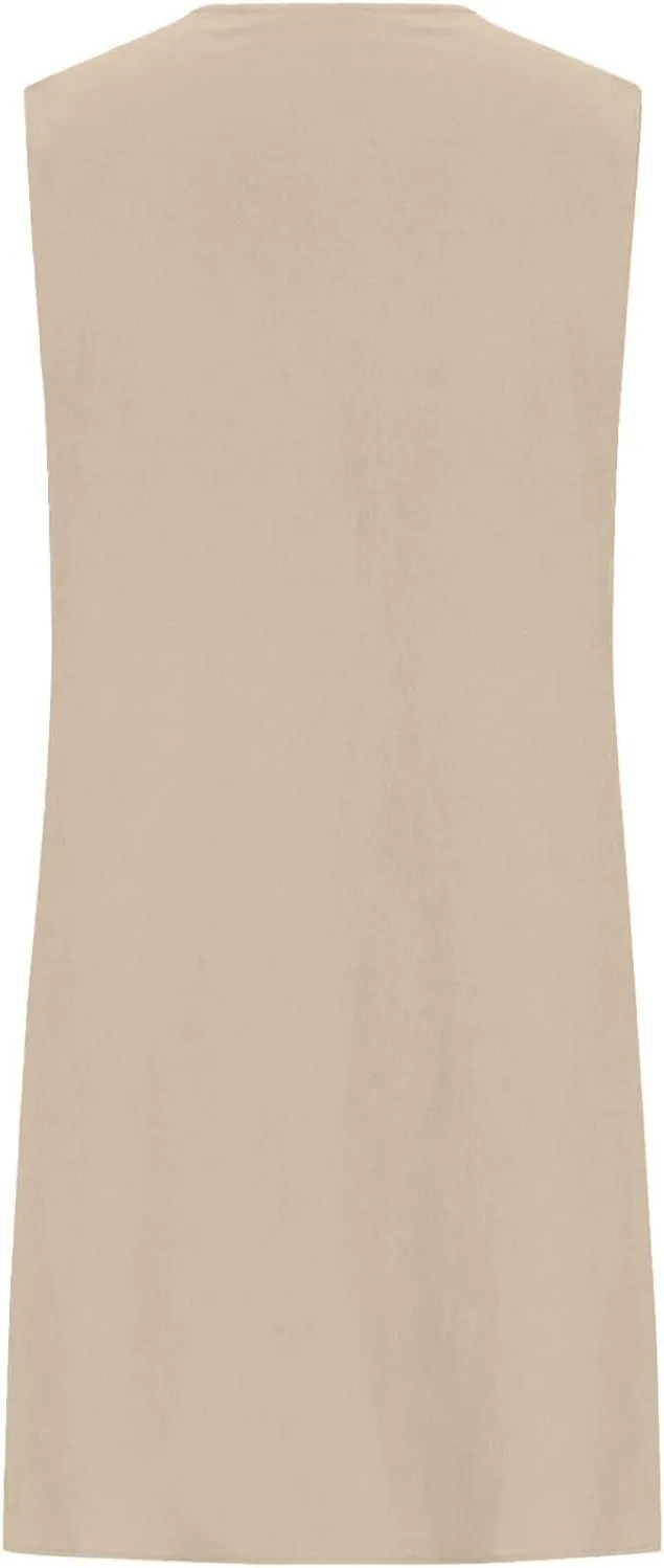 Womens Summer Cotton Linen Shirt Dress 2025 Vacation Casual Loose Boho Tank Dresses Plus Size Pleated Maxi Sundresses