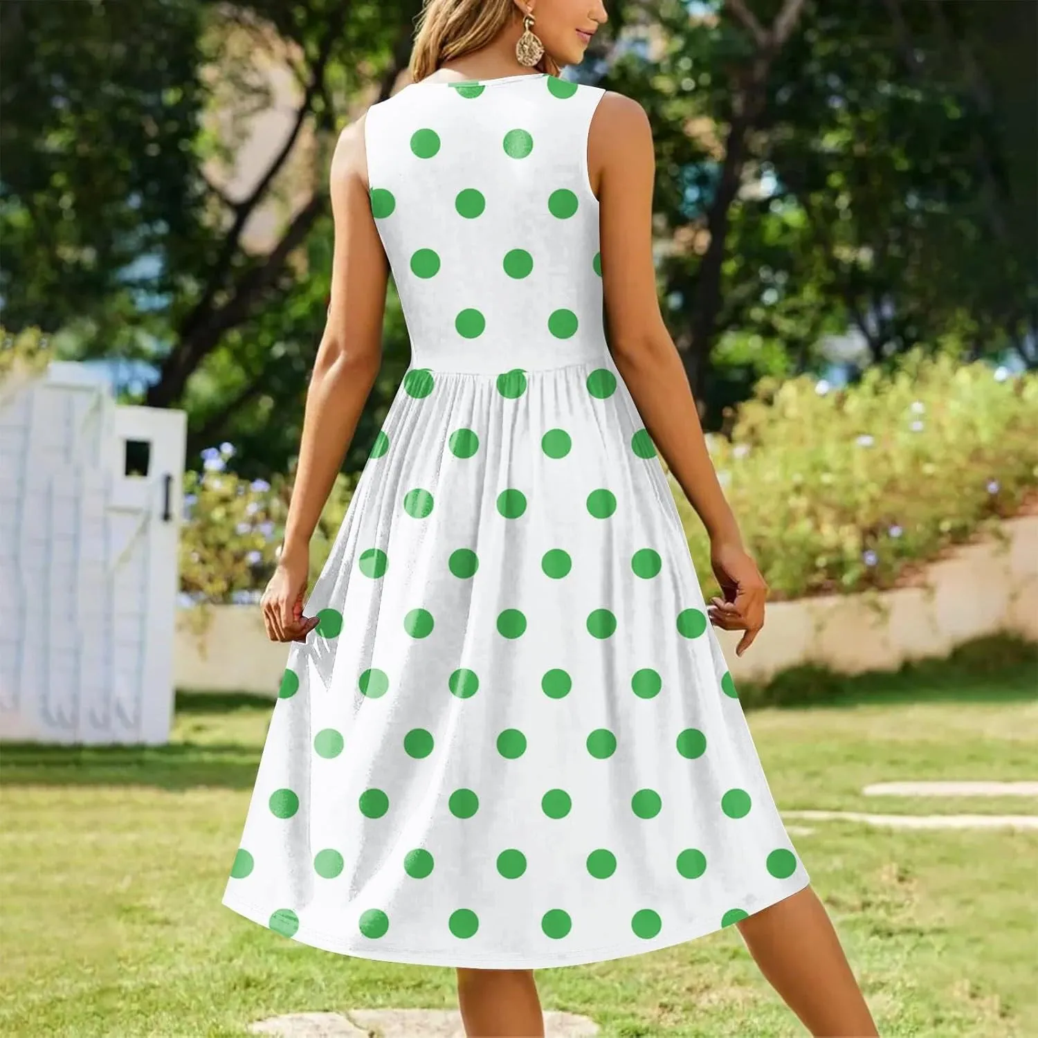 Womens Summer Dresses Flowy Sleeveless Mid Dress Casual Loose A-Line Sundresses Floral Tshirt Tank Dresses with Pockets