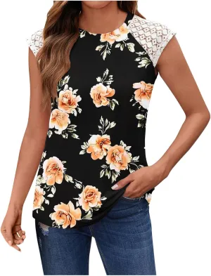 Womens Summer Tank Tops Printed Lace Sleeveless 2025 Vaction Clothes Loose Spring Fashion Casual Beach Dressy Shirt