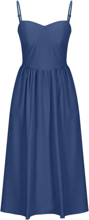 Women's Sweetheart Neck Formal Dresses Ruched Tie Back Sleeveless Hide Tummy Sundress Elegant Leg Length Wrap Midi Dress