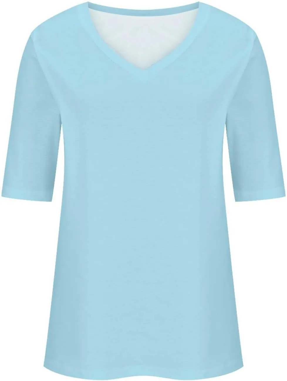 Women's V Neck T Shirts Half Sleeve Tops Casual Solid Summer Tees 2025 Spring Soft Comfy Cute Clothes T-Shirts