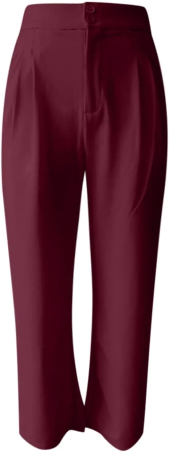 Womens Wide Straight Leg Pants Stretch Loose Comfy Trousers Running Hiking Casual Workout Bell Bottom Leggings with Pockets