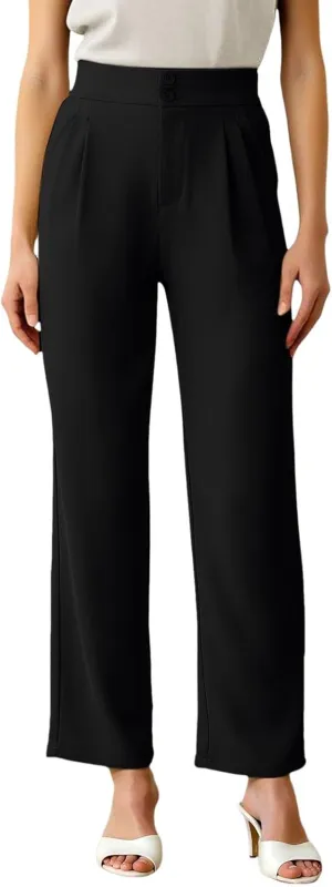 Womens Wide Straight Leg Pants Stretch Loose Comfy Trousers Running Hiking Casual Workout Bell Bottom Leggings with Pockets