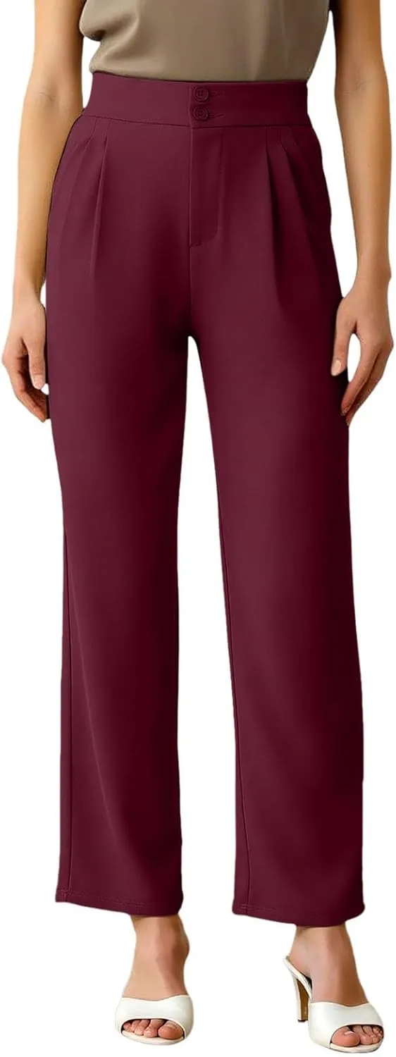 Womens Wide Straight Leg Pants Stretch Loose Comfy Trousers Running Hiking Casual Workout Bell Bottom Leggings with Pockets