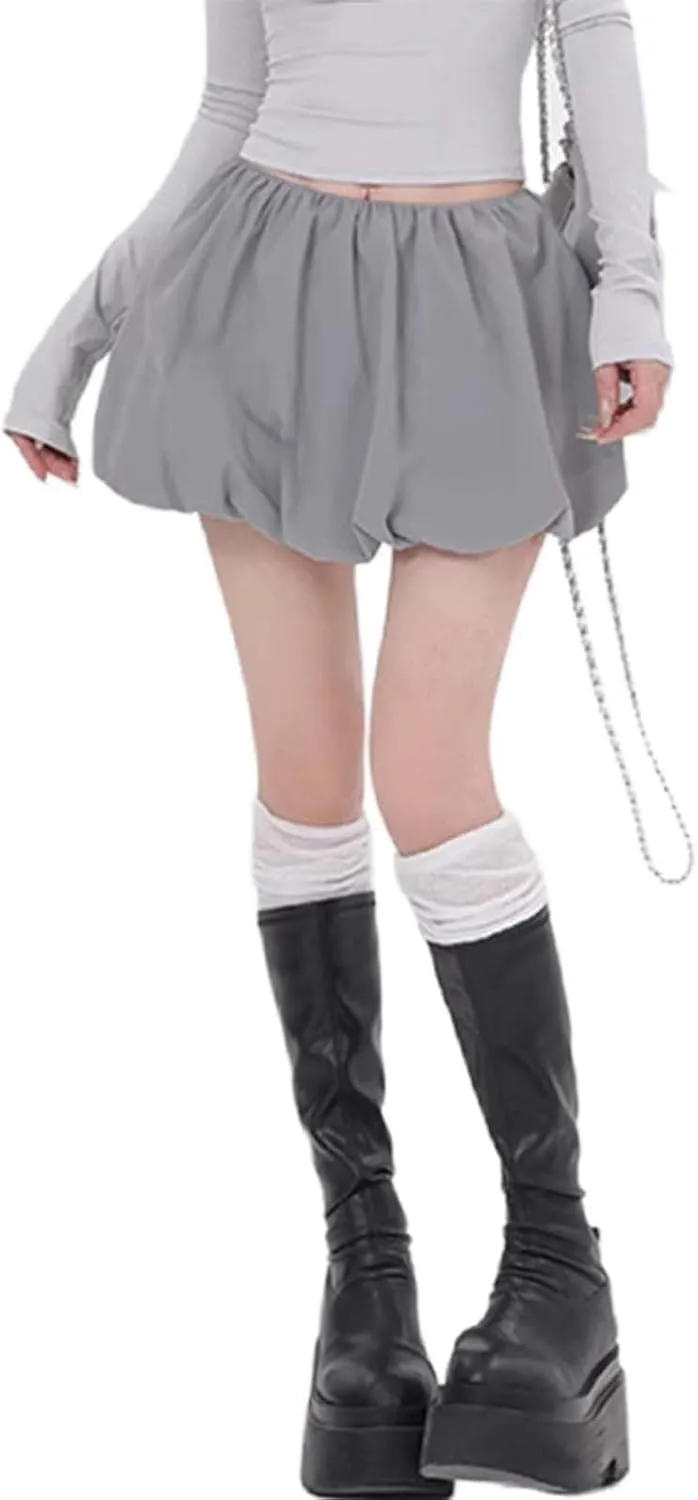 Workout Skirts for Women Trendy Loose Casual Low Rise A-Line Ruffles Trendy Pleated Puff Mini Skirts 2025 Streetwear