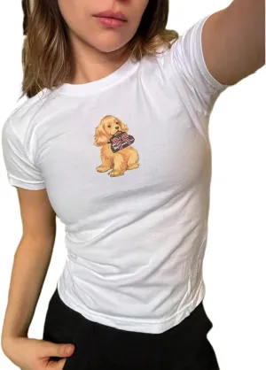 Y2k Baby Tees for Women Cute Fruit Graphic Print T-Shirts Short Sleeve Vintage Aesthetic Crop Tops Teen Girl
