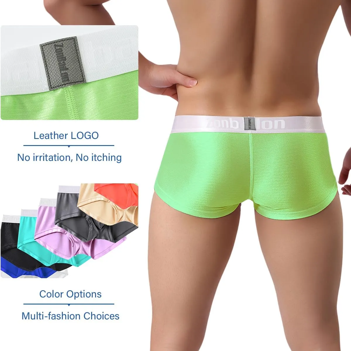 YINYOUYU Mens Bulge Enhancing Pouch Underwear Silk Seamless Short Leg Boxer Briefs