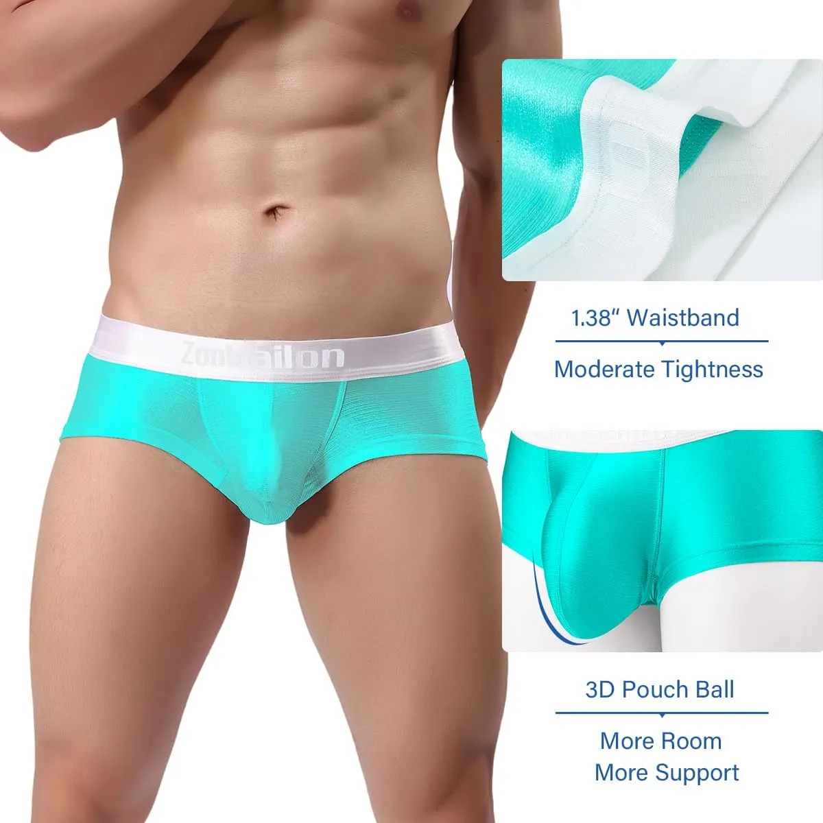 YINYOUYU Mens Bulge Enhancing Pouch Underwear Silk Seamless Short Leg Boxer Briefs