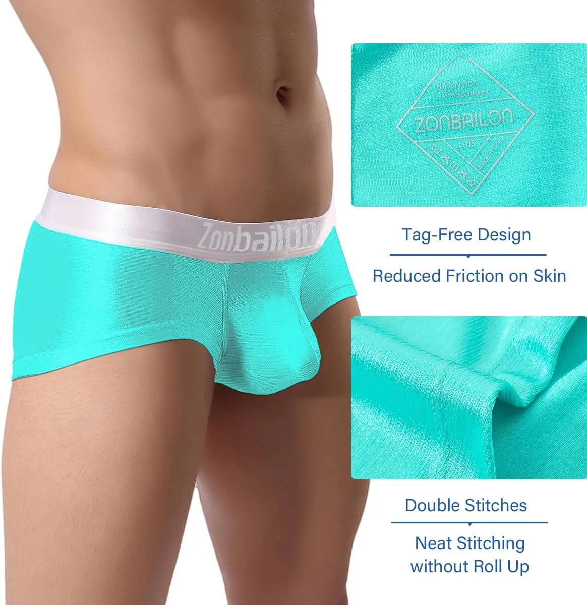 YINYOUYU Mens Bulge Enhancing Pouch Underwear Silk Seamless Short Leg Boxer Briefs
