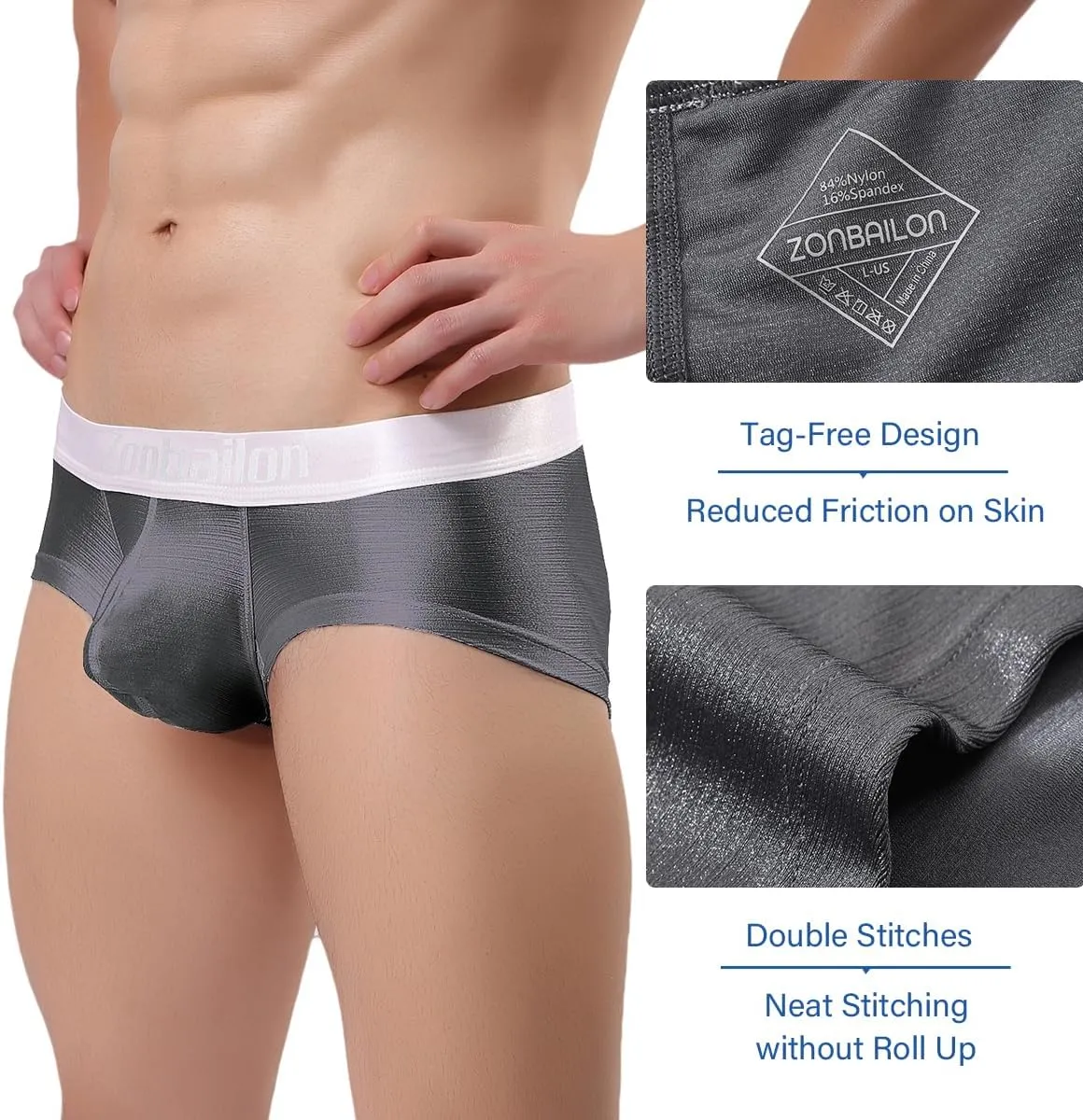 YINYOUYU Mens Bulge Enhancing Pouch Underwear Silk Seamless Short Leg Boxer Briefs
