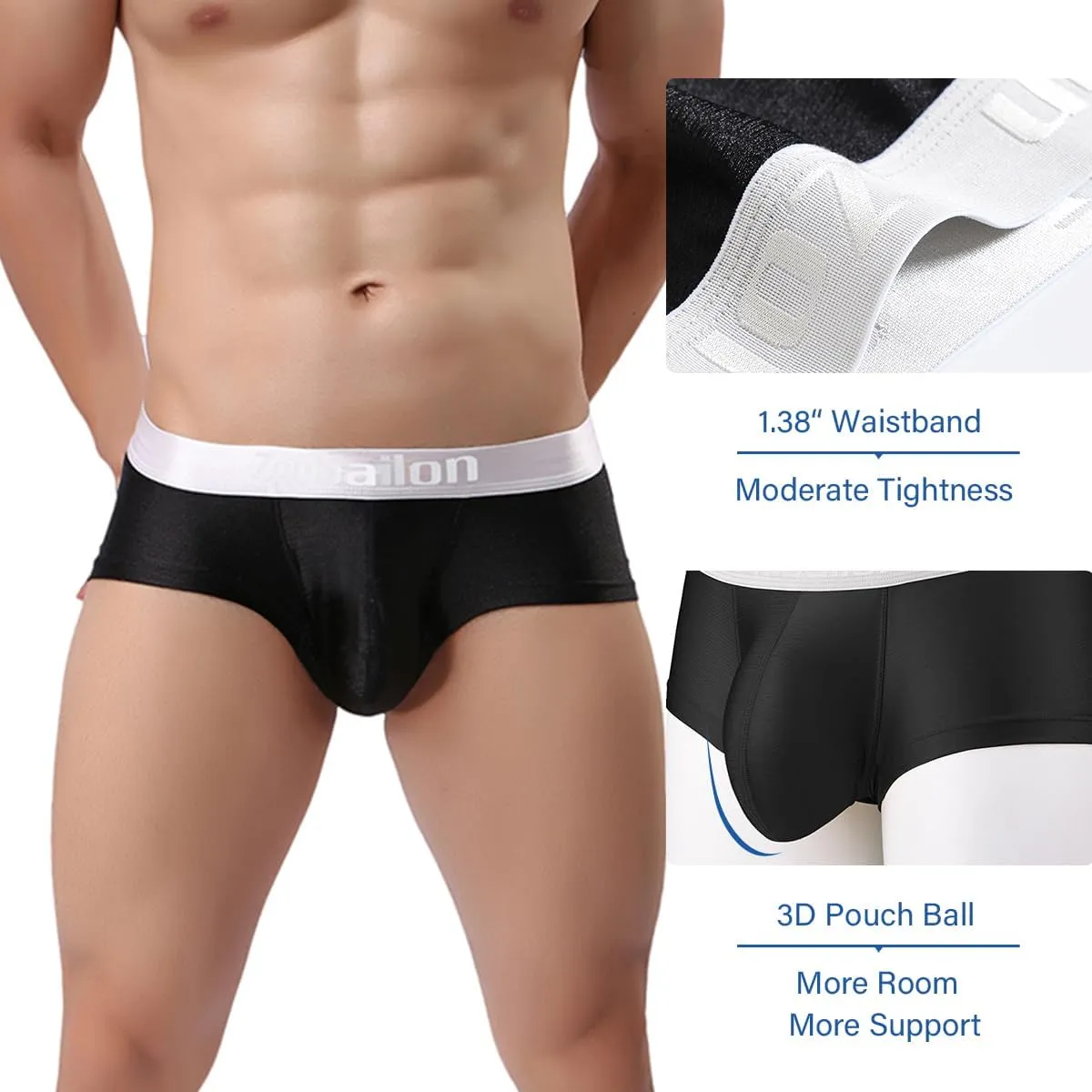 YINYOUYU Mens Bulge Enhancing Pouch Underwear Silk Seamless Short Leg Boxer Briefs