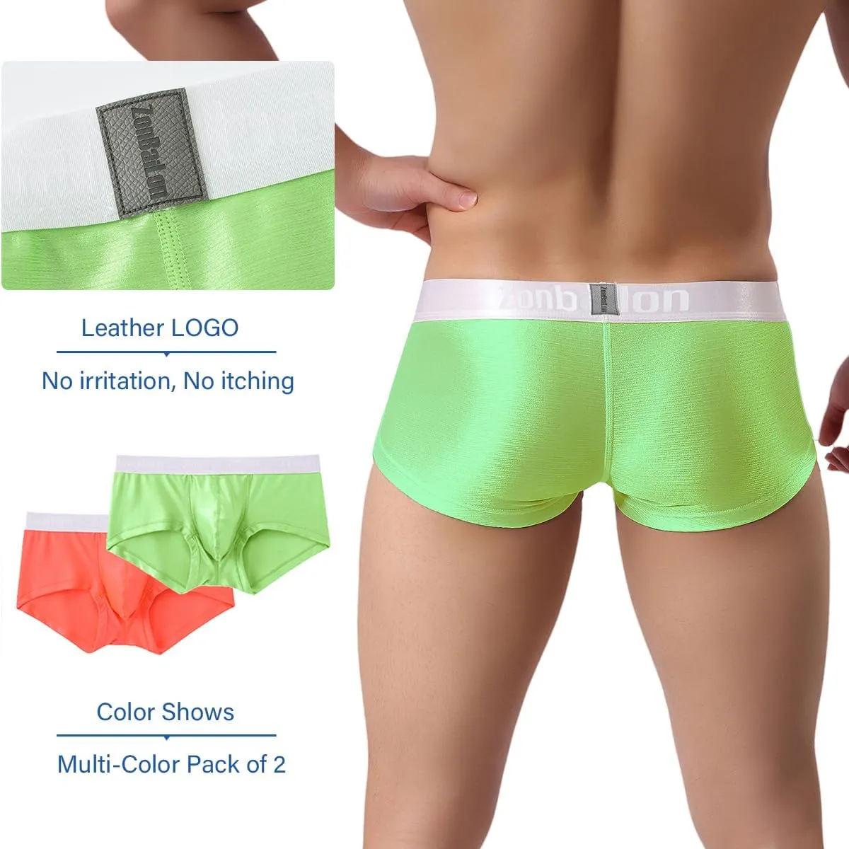YINYOUYU Mens Bulge Enhancing Pouch Underwear Silk Seamless Short Leg Boxer Briefs