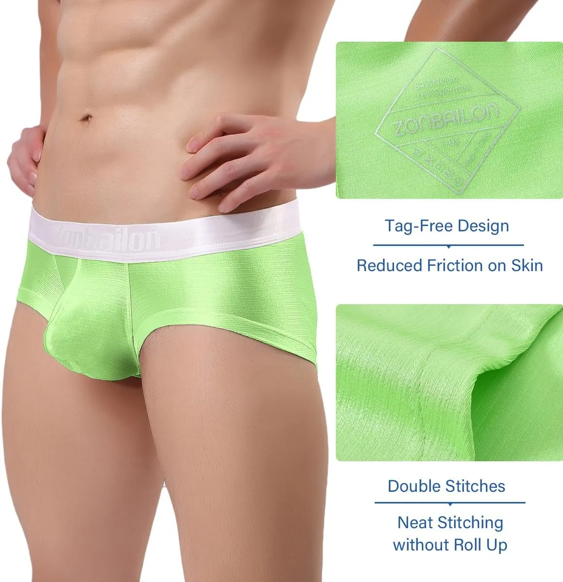 YINYOUYU Mens Bulge Enhancing Pouch Underwear Silk Seamless Short Leg Boxer Briefs