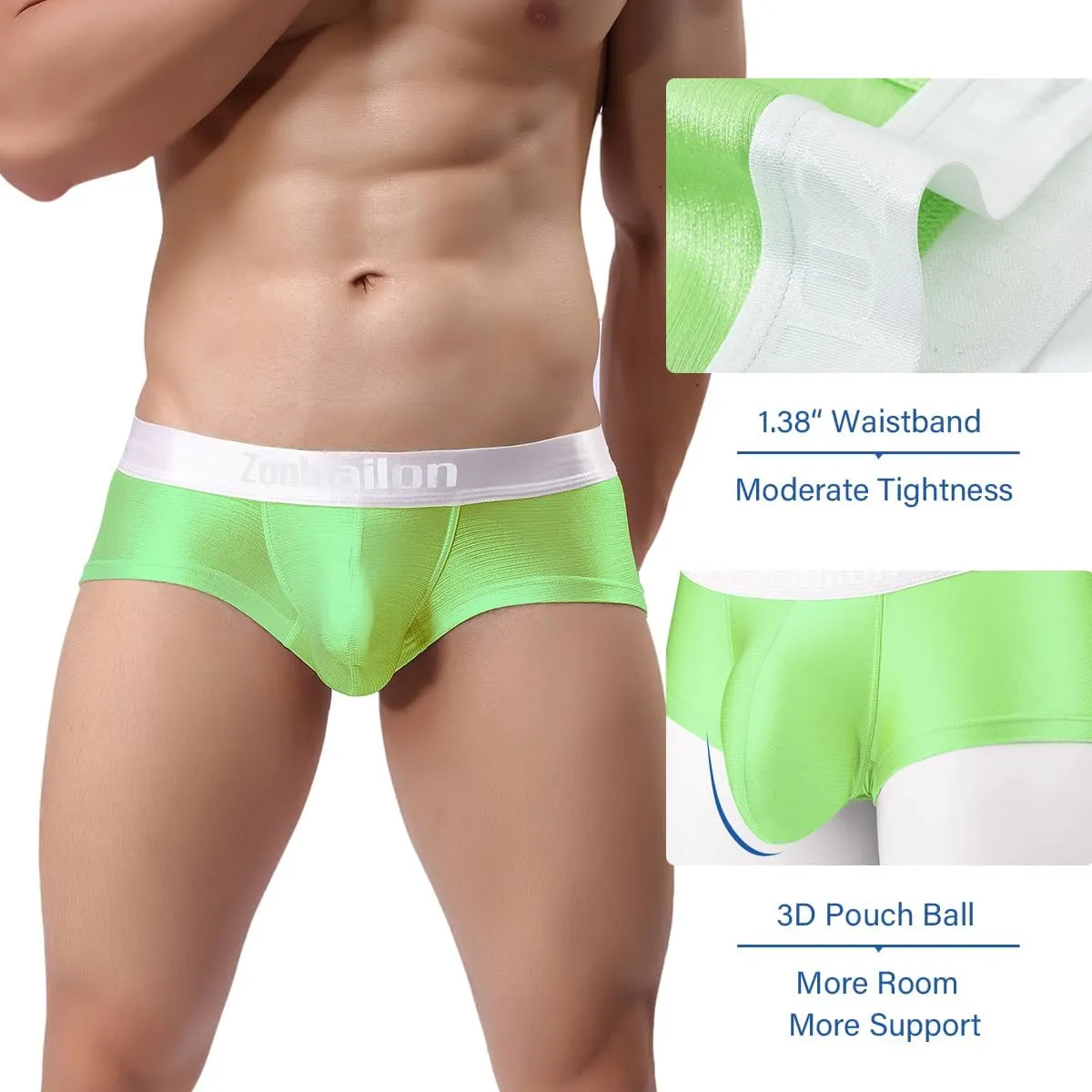 YINYOUYU Mens Bulge Enhancing Pouch Underwear Silk Seamless Short Leg Boxer Briefs