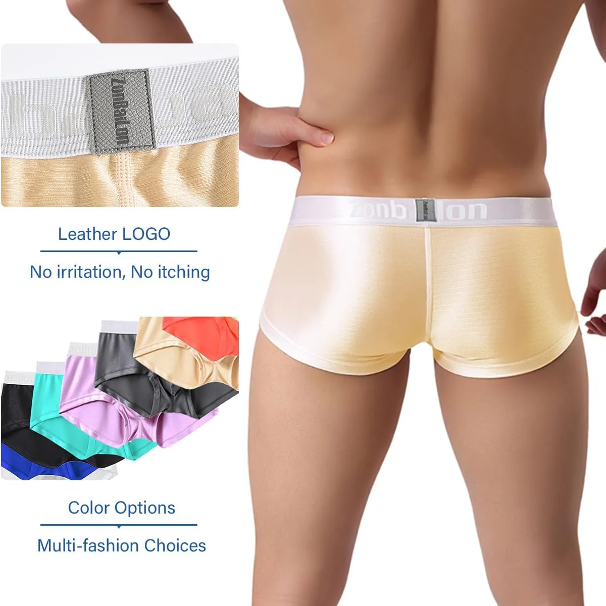 YINYOUYU Mens Bulge Enhancing Pouch Underwear Silk Seamless Short Leg Boxer Briefs