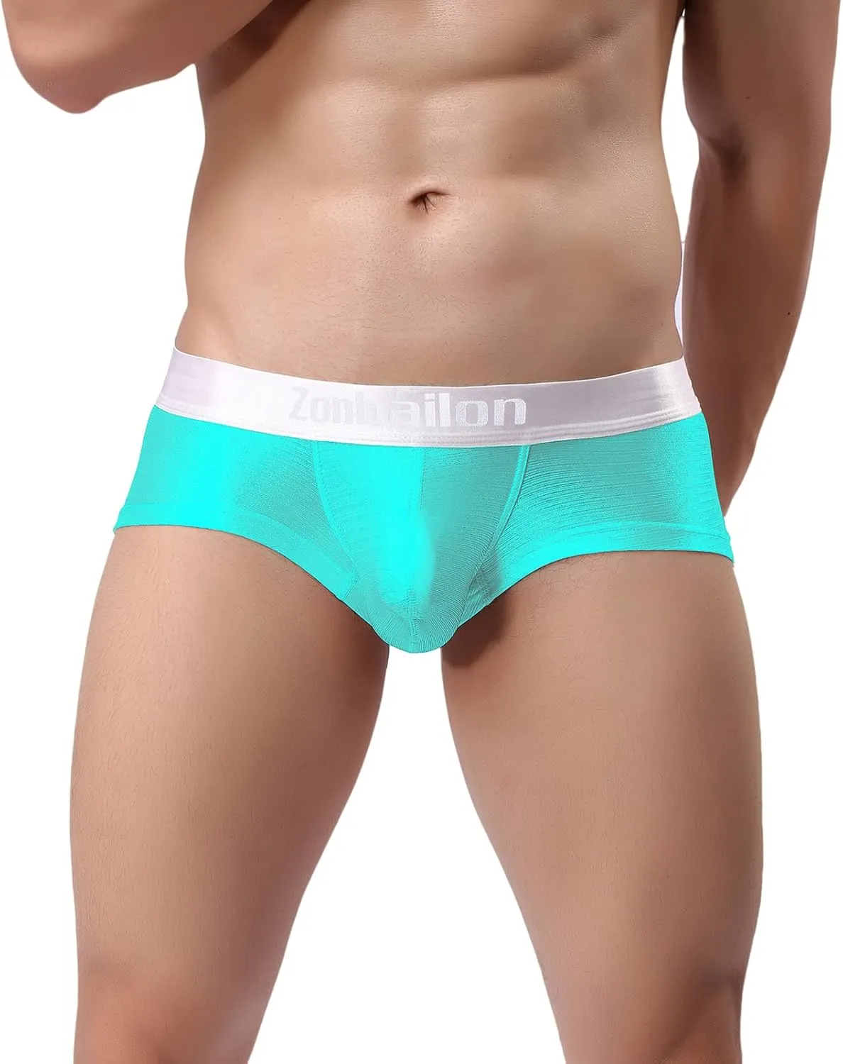 YINYOUYU Mens Bulge Enhancing Pouch Underwear Silk Seamless Short Leg Boxer Briefs