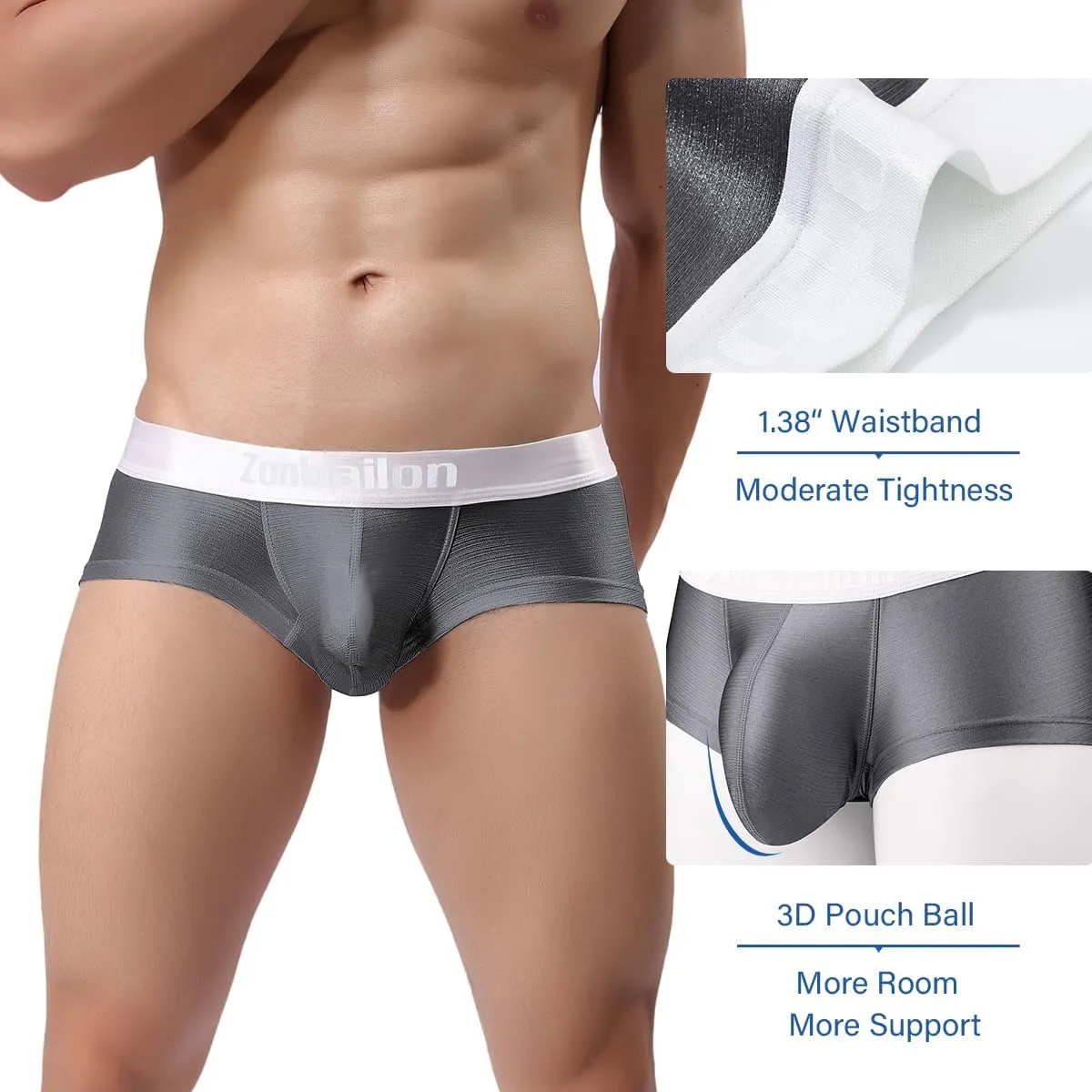 YINYOUYU Mens Bulge Enhancing Pouch Underwear Silk Seamless Short Leg Boxer Briefs