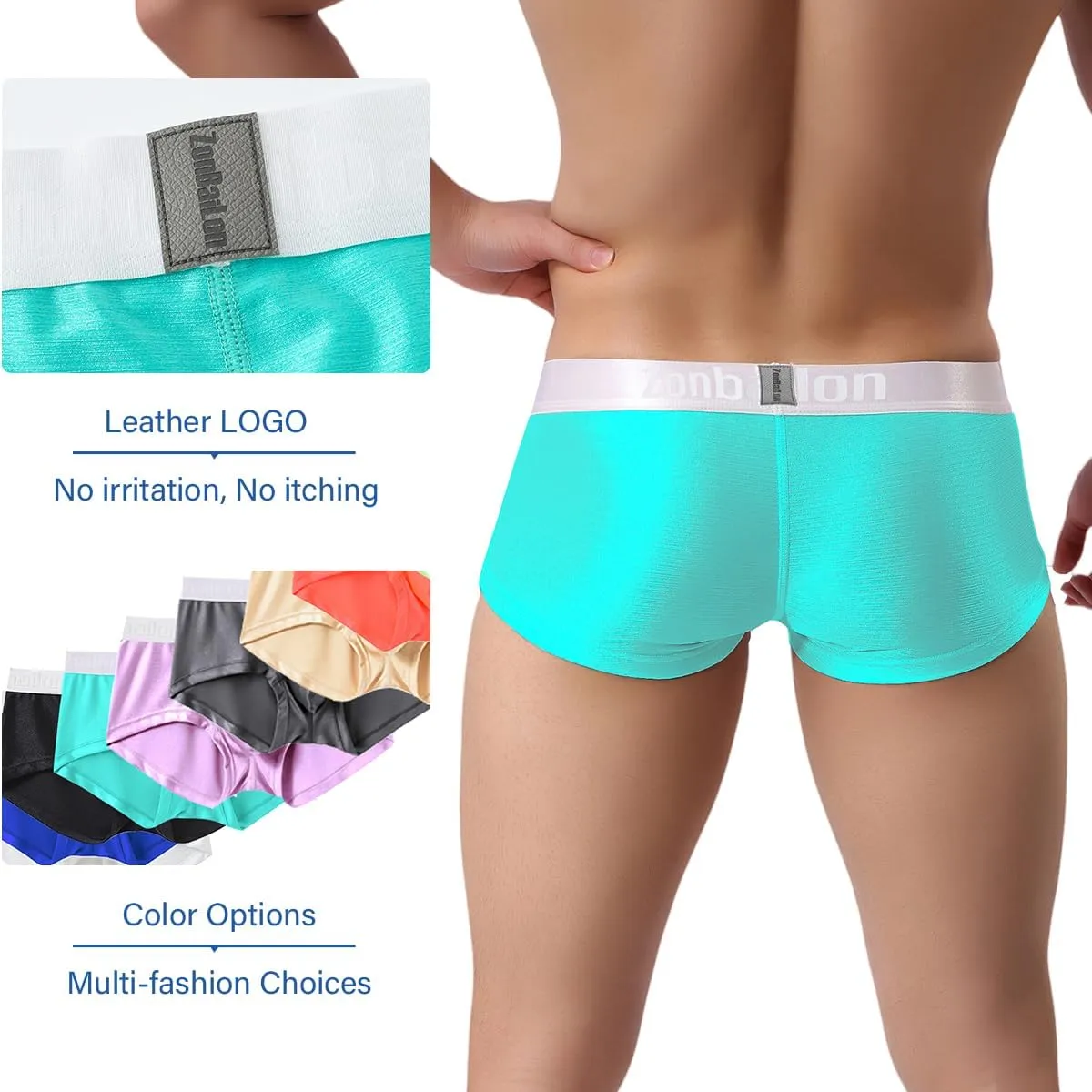 YINYOUYU Mens Bulge Enhancing Pouch Underwear Silk Seamless Short Leg Boxer Briefs
