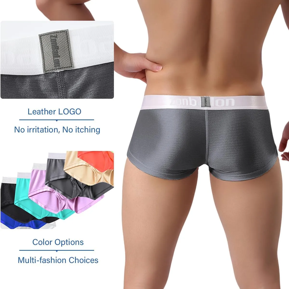 YINYOUYU Mens Bulge Enhancing Pouch Underwear Silk Seamless Short Leg Boxer Briefs