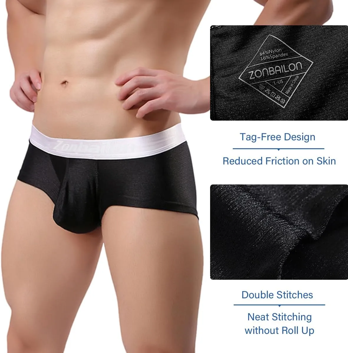 YINYOUYU Mens Bulge Enhancing Pouch Underwear Silk Seamless Short Leg Boxer Briefs