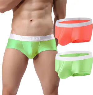 YINYOUYU Mens Bulge Enhancing Pouch Underwear Silk Seamless Short Leg Boxer Briefs