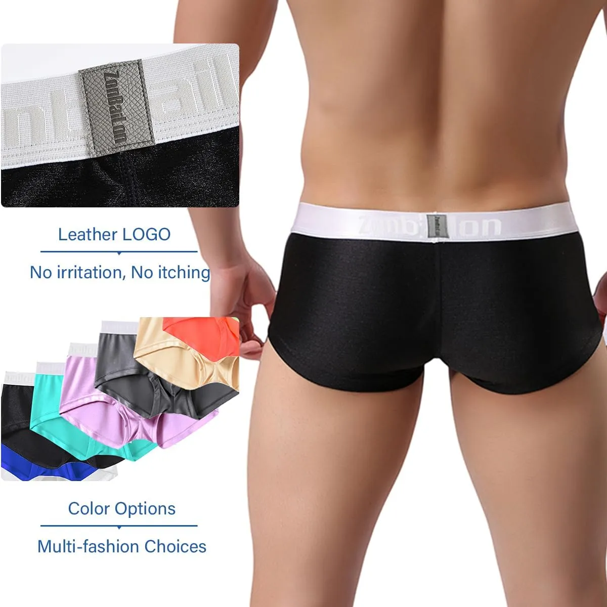 YINYOUYU Mens Bulge Enhancing Pouch Underwear Silk Seamless Short Leg Boxer Briefs