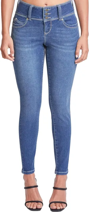 YMI Womens Sustainable Wannabettabutt Mid Rise Skinny Jeans