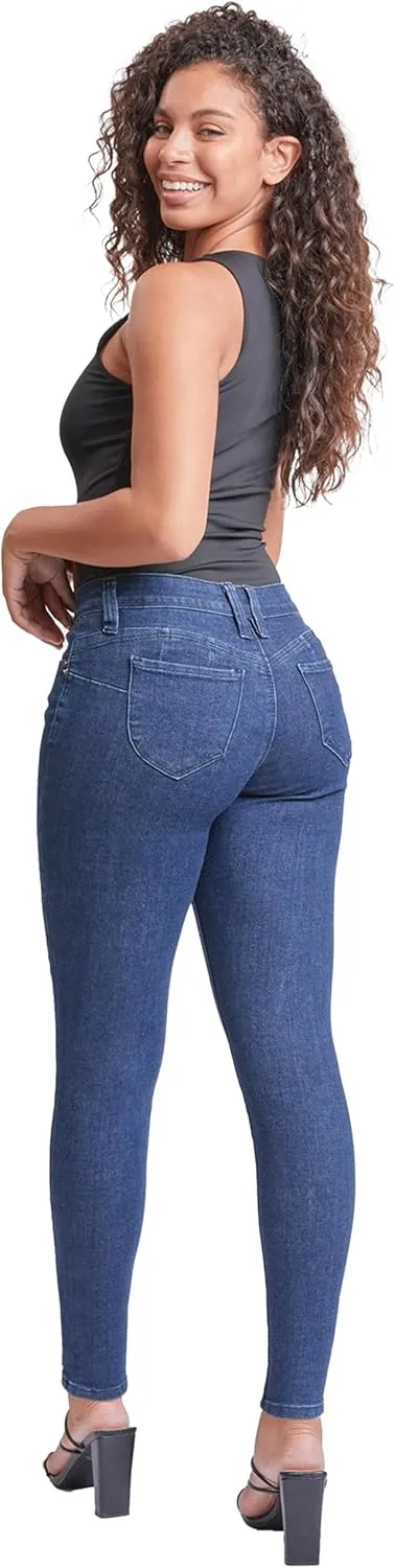 YMI Womens Sustainable Wannabettabutt Mid Rise Skinny Jeans