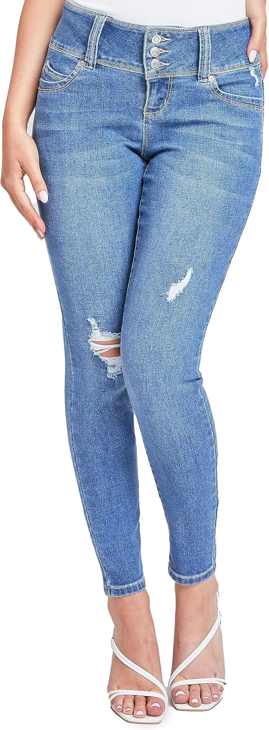 YMI Womens Sustainable Wannabettabutt Mid Rise Skinny Jeans