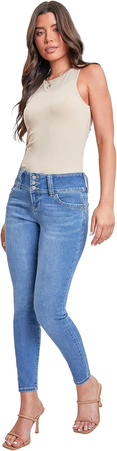 YMI Womens Sustainable Wannabettabutt Mid Rise Skinny Jeans