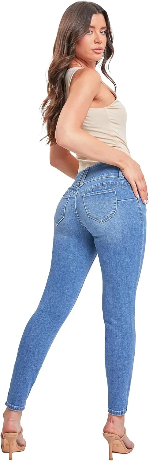 YMI Womens Sustainable Wannabettabutt Mid Rise Skinny Jeans