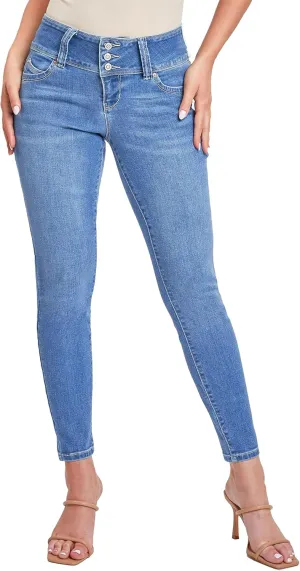 YMI Womens Sustainable Wannabettabutt Mid Rise Skinny Jeans
