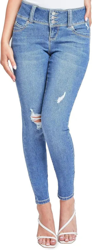 YMI Womens Sustainable Wannabettabutt Mid Rise Skinny Jeans