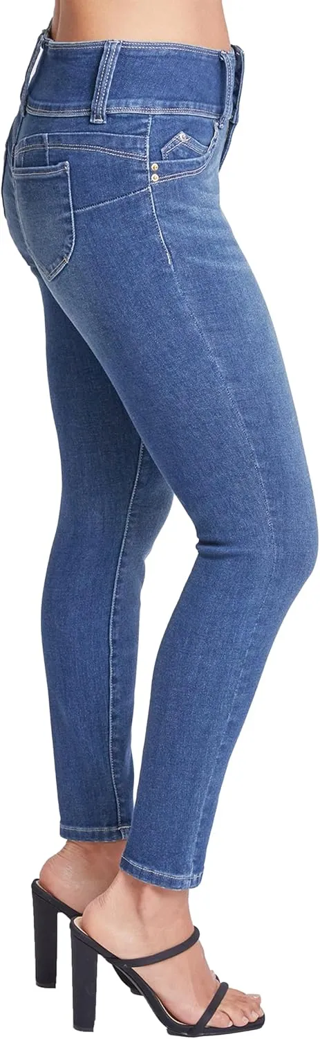 YMI Womens Sustainable Wannabettabutt Mid Rise Skinny Jeans