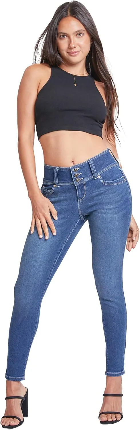 YMI Womens Sustainable Wannabettabutt Mid Rise Skinny Jeans
