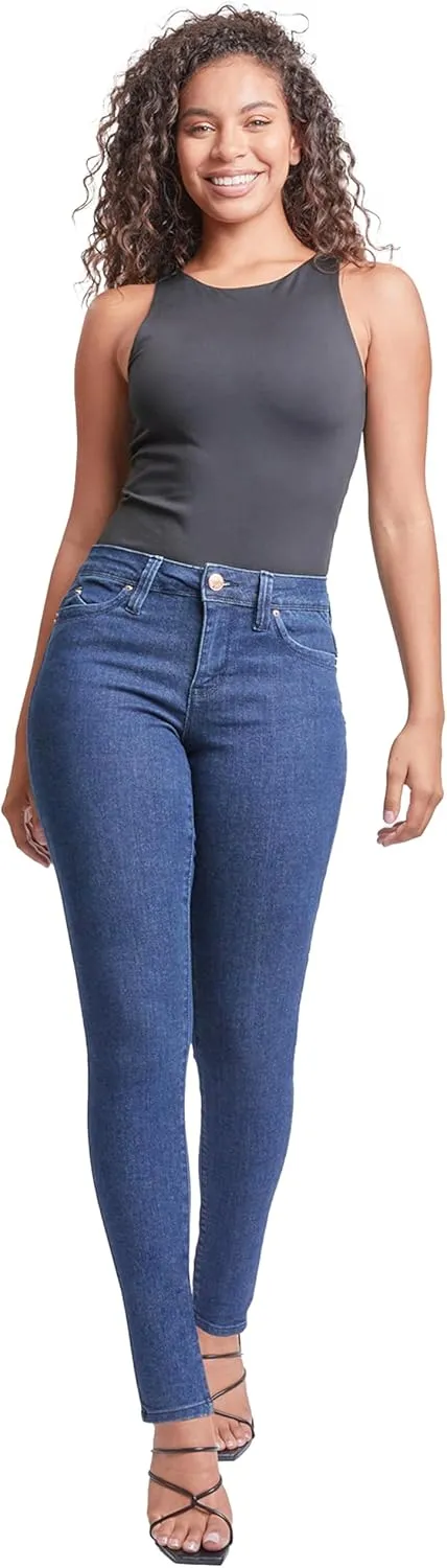 YMI Womens Sustainable Wannabettabutt Mid Rise Skinny Jeans