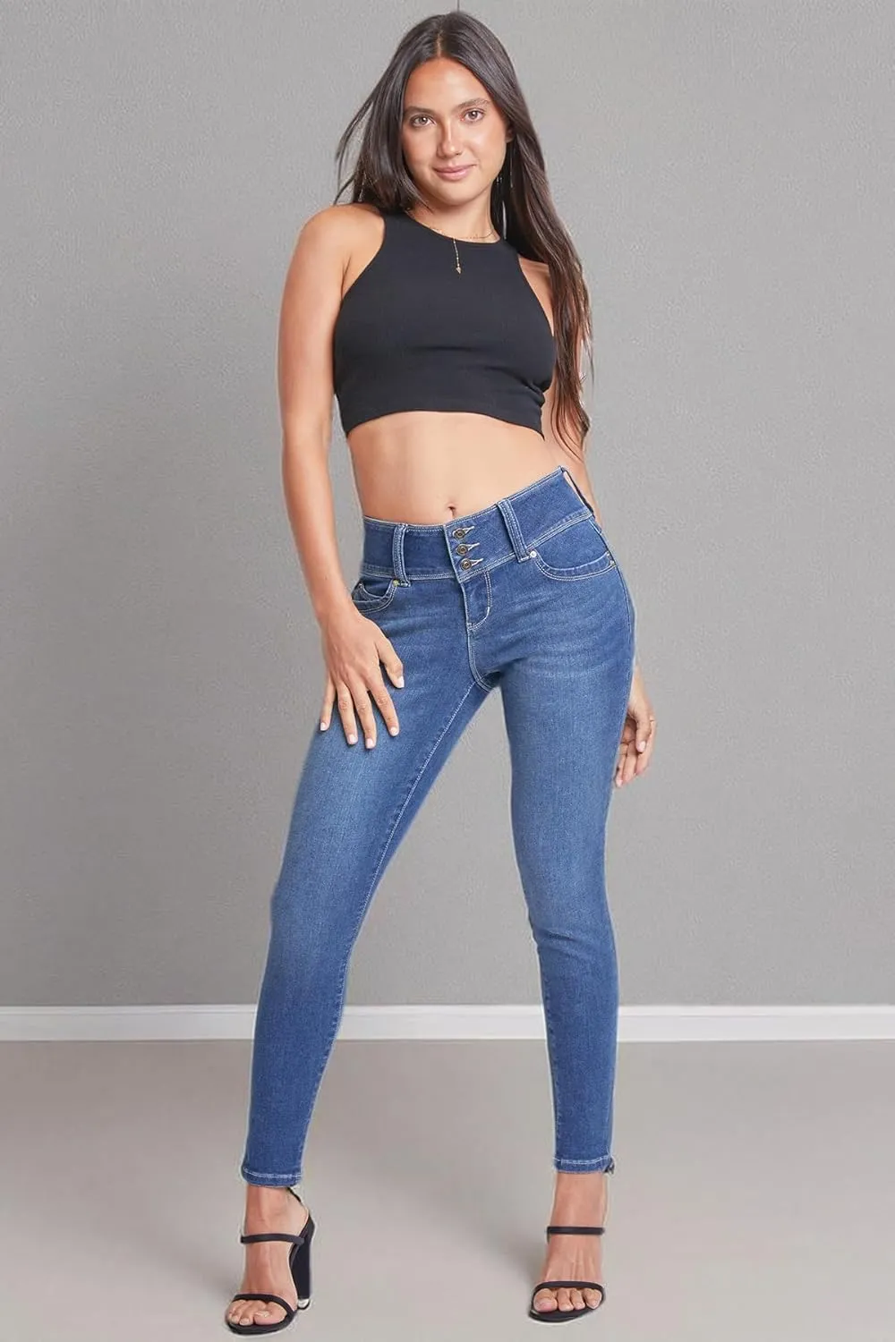 YMI Womens Sustainable Wannabettabutt Mid Rise Skinny Jeans
