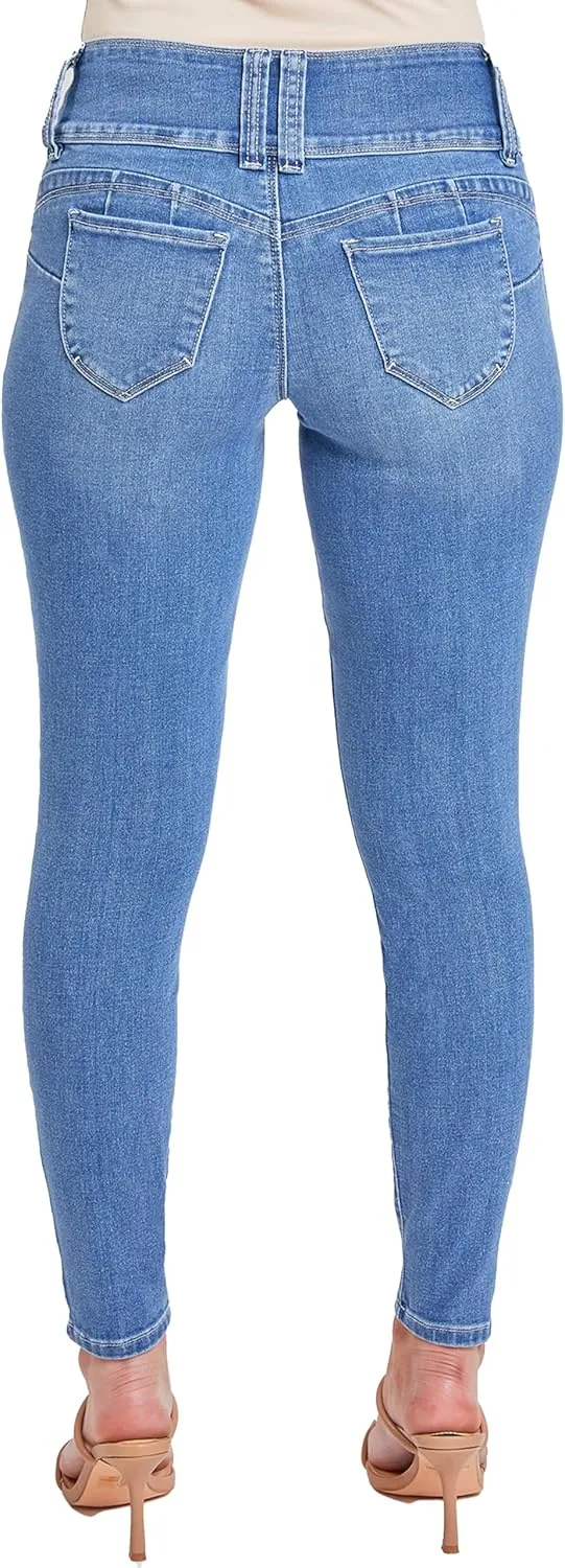 YMI Womens Sustainable Wannabettabutt Mid Rise Skinny Jeans