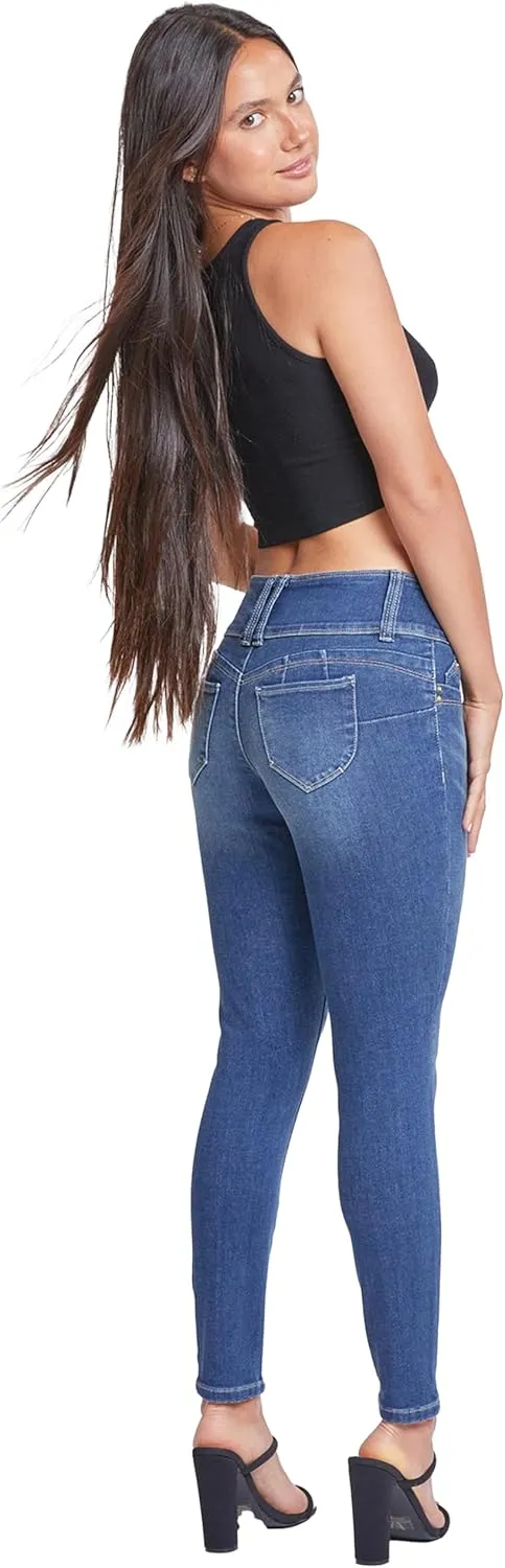 YMI Womens Sustainable Wannabettabutt Mid Rise Skinny Jeans