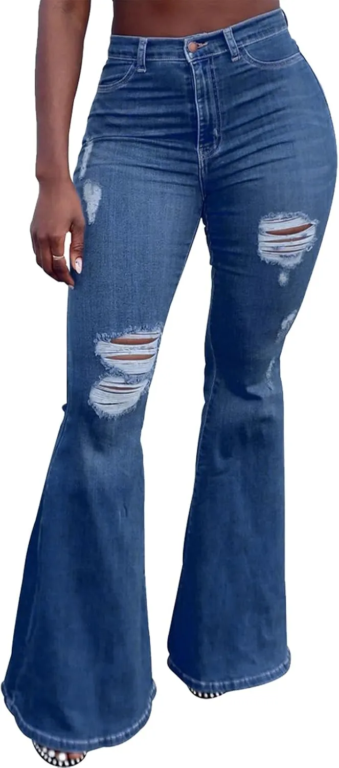 ZERMOM Women's Flare Jeans Mid Rise Bell Bottom Denim Pants